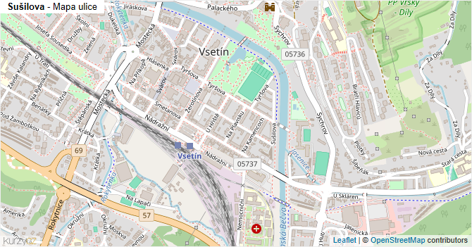 Sušilova - mapa ulice