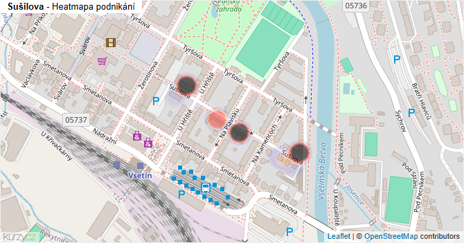 Sušilova - mapa podnikání