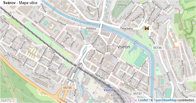 Svárov - mapa ulice