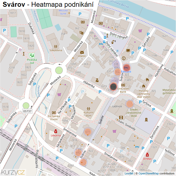 Mapa Svárov - Firmy v ulici.
