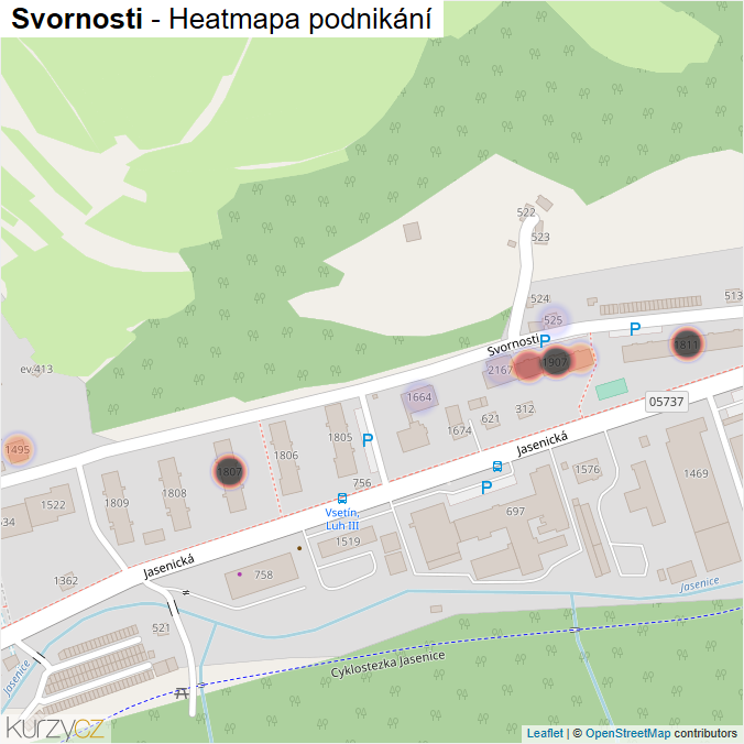 Mapa Svornosti - Firmy v ulici.