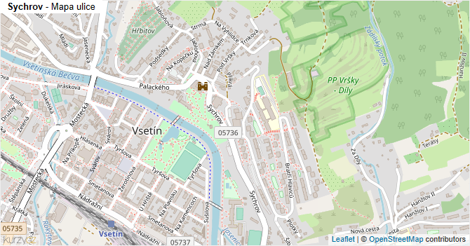Sychrov - mapa ulice