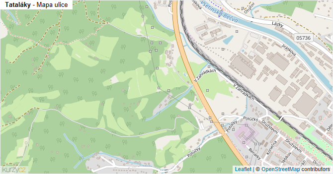 Tataláky - mapa ulice