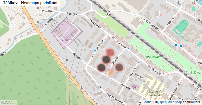 Těšíkov - mapa podnikání