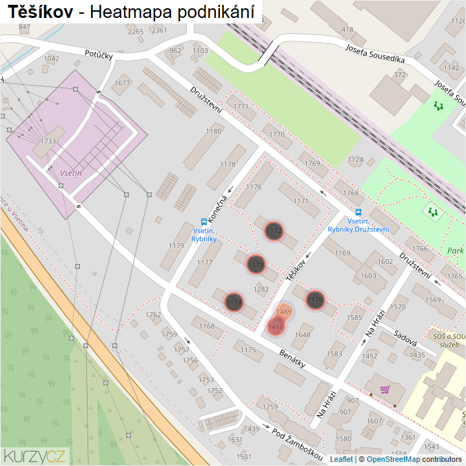 Mapa Těšíkov - Firmy v ulici.