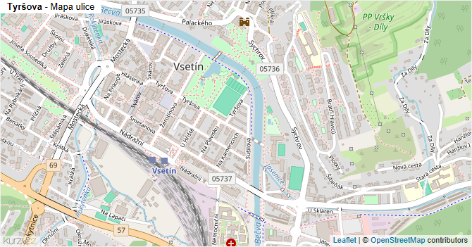 Tyršova - mapa ulice