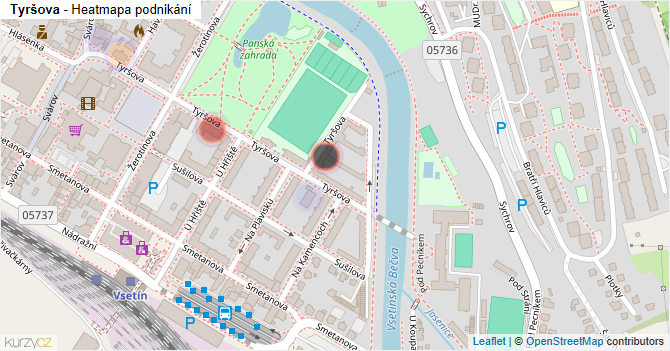Tyršova - mapa podnikání