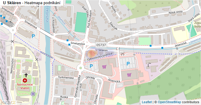 U Skláren - mapa podnikání