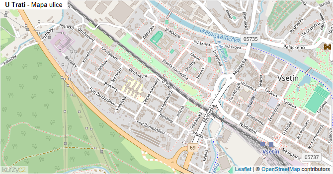 U Trati - mapa ulice
