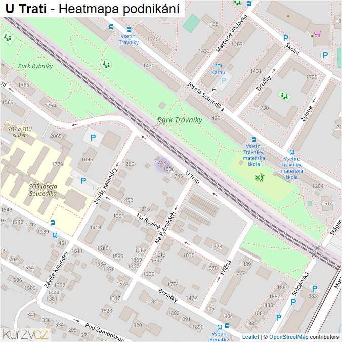 Mapa U Trati - Firmy v ulici.