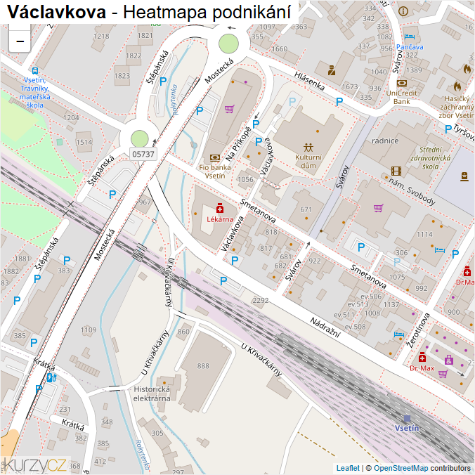 Mapa Václavkova - Firmy v ulici.