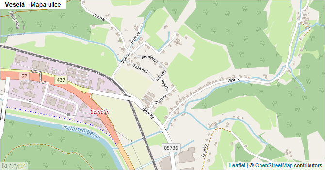 Veselá - mapa ulice
