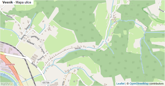 Vesník - mapa ulice