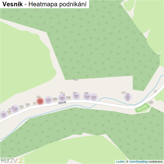 Mapa Vesník - Firmy v ulici.