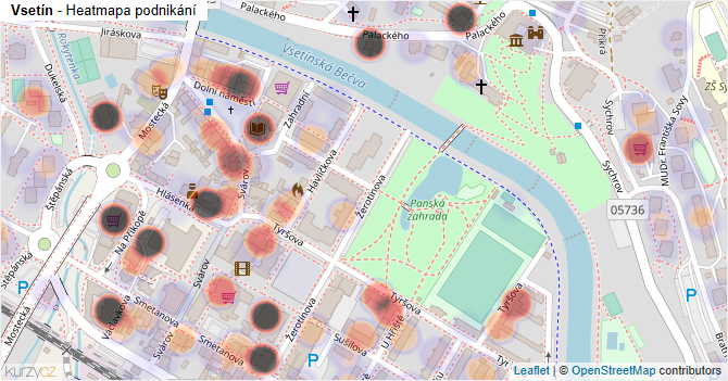 Vsetín - mapa podnikání