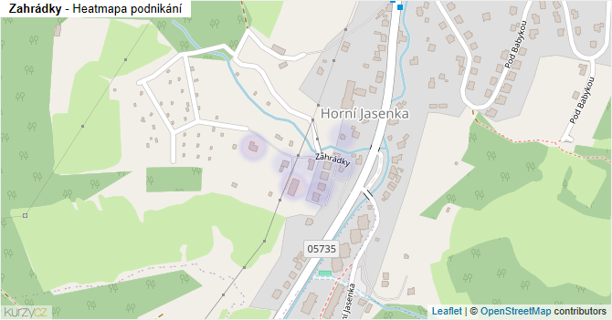 Zahrádky - mapa podnikání