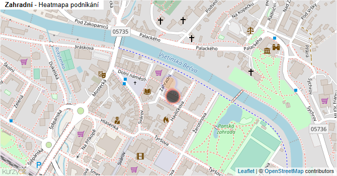 Zahradní - mapa podnikání
