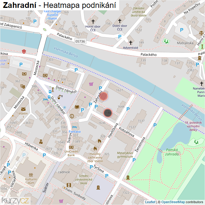 Mapa Zahradní - Firmy v ulici.