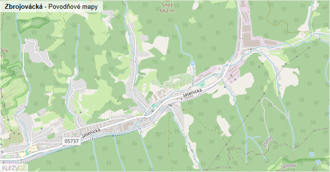 Zbrojovácká - záplavové mapy stoleté vody