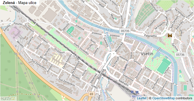 Zelená - mapa ulice