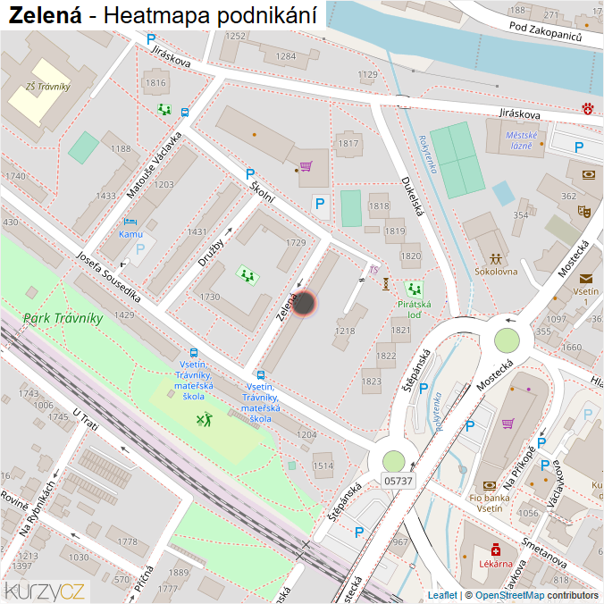 Mapa Zelená - Firmy v ulici.