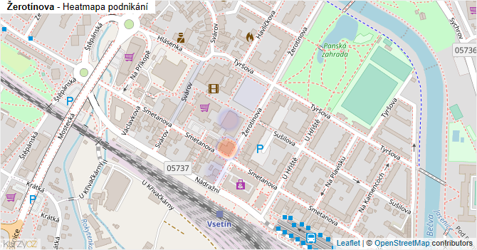 Žerotínova - mapa podnikání