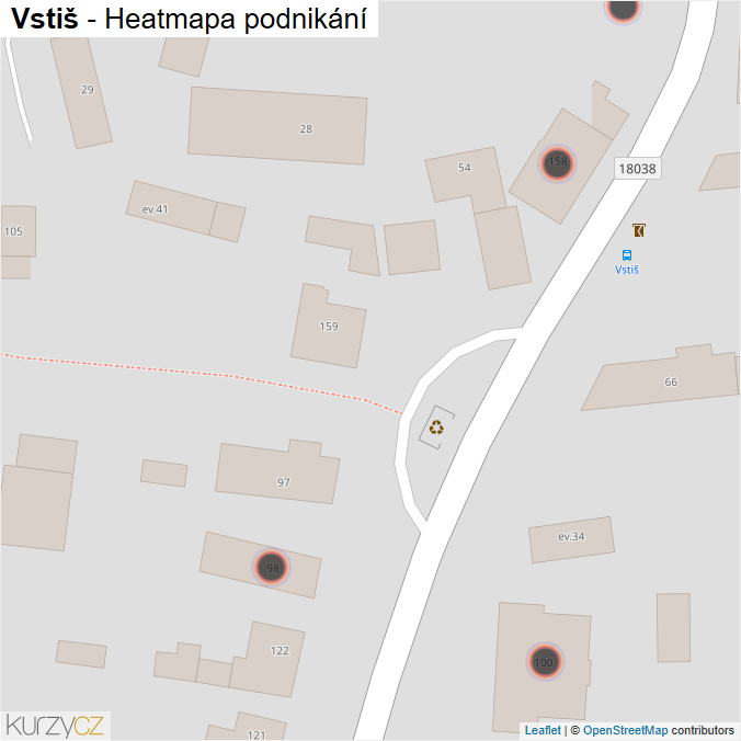 Mapa Vstiš - Firmy v obci.