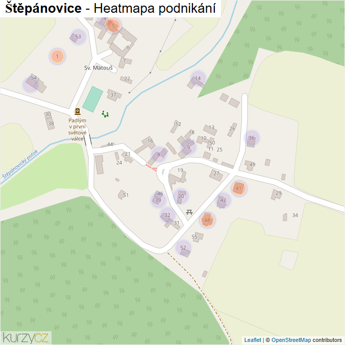 Mapa Štěpánovice - Firmy v části obce.