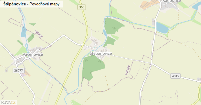 Štěpánovice - záplavové mapy stoleté vody