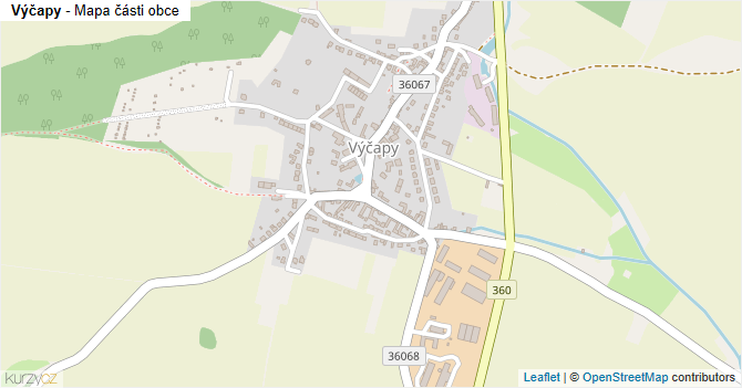 Výčapy - mapa části obce
