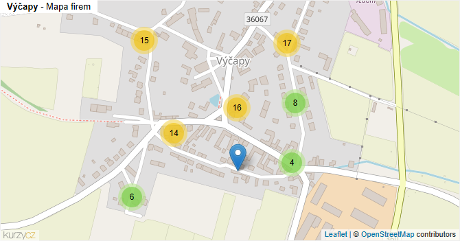 Výčapy - mapa firem