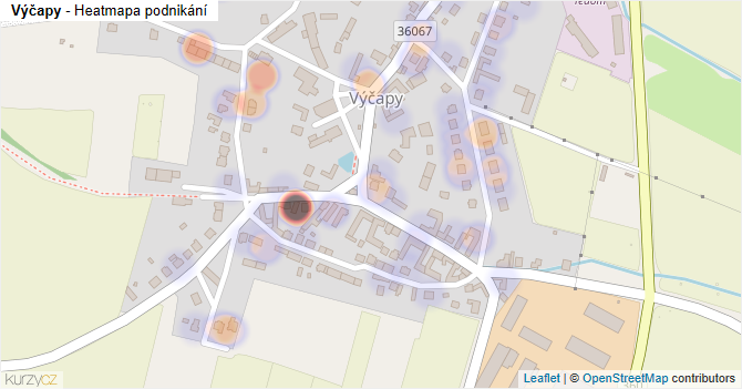 Výčapy - mapa podnikání