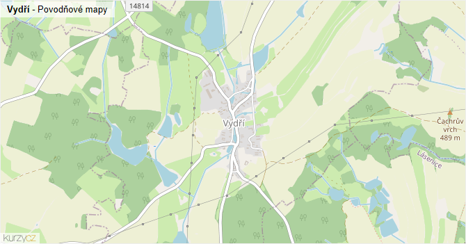 Vydří - záplavové mapy stoleté vody