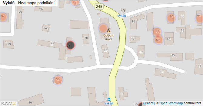 Vykáň - mapa podnikání
