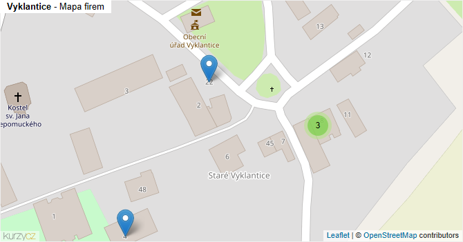 Vyklantice - mapa firem