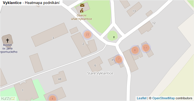 Vyklantice - mapa podnikání