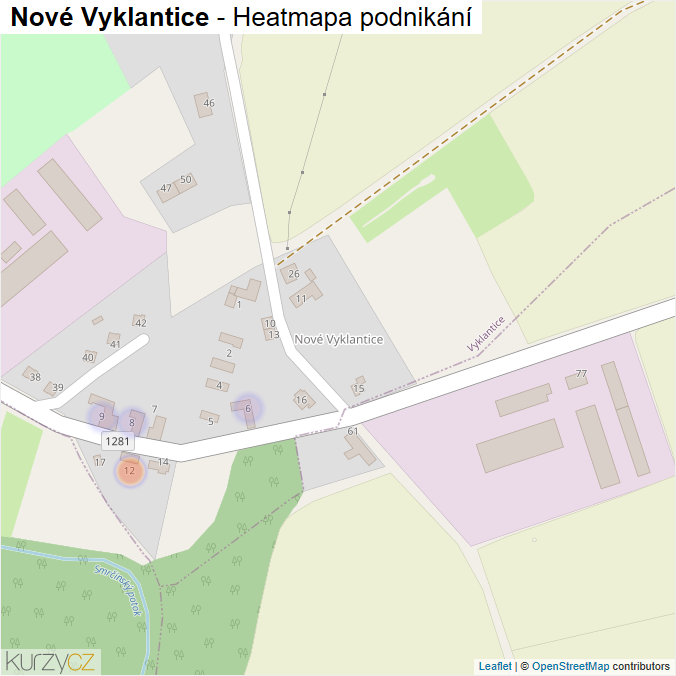 Mapa Nové Vyklantice - Firmy v části obce.
