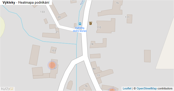 Výkleky - mapa podnikání