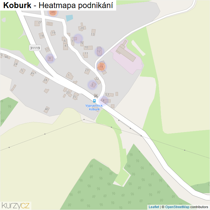 Mapa Koburk - Firmy v části obce.