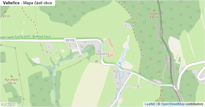 Valteřice - mapa části obce