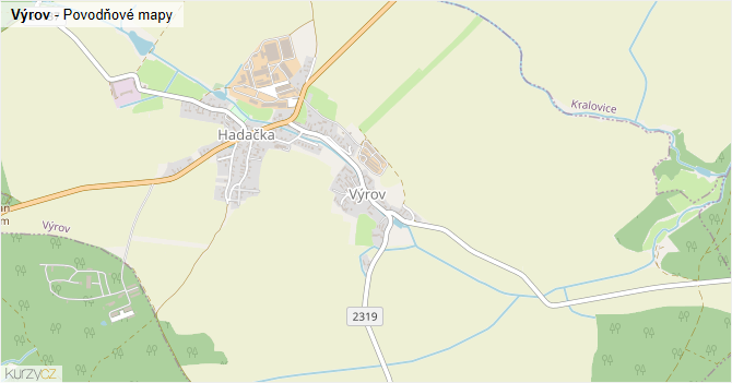 Výrov - záplavové mapy stoleté vody
