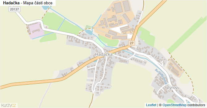 Hadačka - mapa části obce