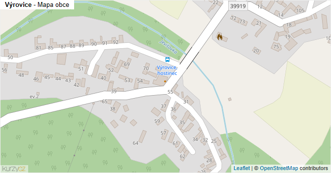 Výrovice - mapa obce