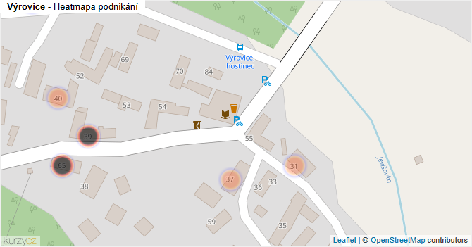 Výrovice - mapa podnikání