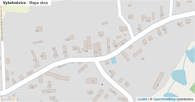 Vyšehněvice - mapa obce