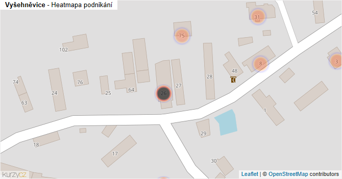 Vyšehněvice - mapa podnikání