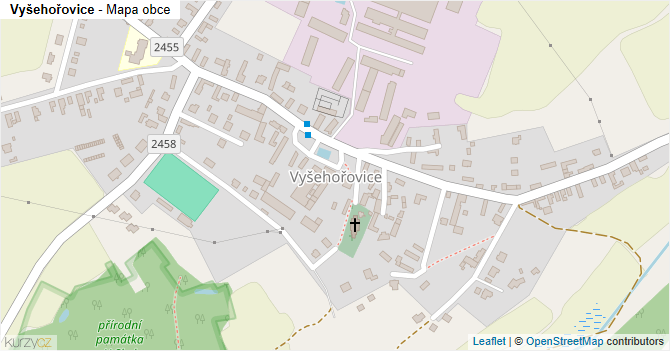 Vyšehořovice - mapa obce