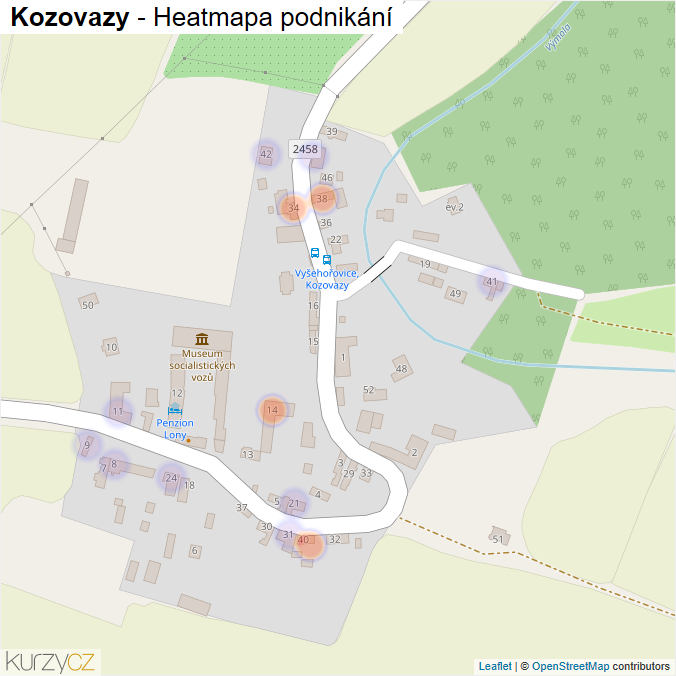 Mapa Kozovazy - Firmy v části obce.