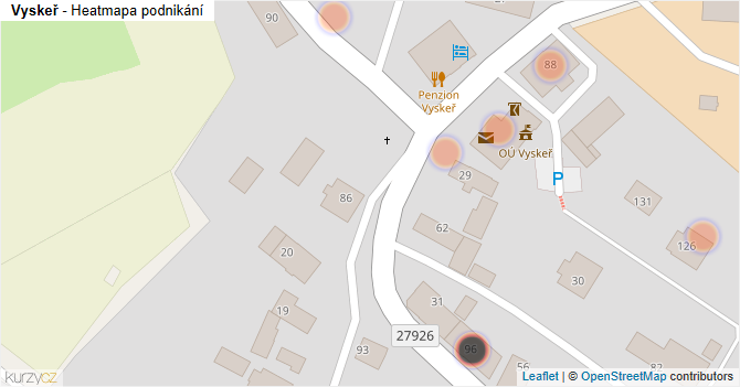 Vyskeř - mapa podnikání