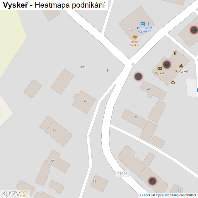 Mapa Vyskeř - Firmy v obci.